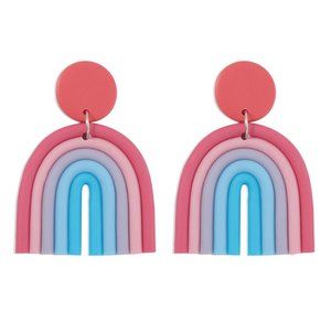 Rainbow U-Shaped Soft Polymer Clay Earrings